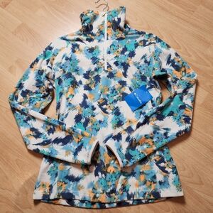 NWT Columbia 1/2 Zip Artic Air Fleece Pullover Blue Green Abstract Floral Size M